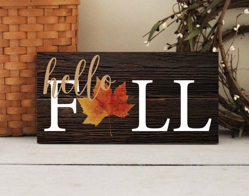 Hello Fall Sign Autumn Wall Decor Fall Wall Sign Fall Home Etsy