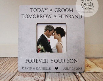 unframed Wedding Today a groom tomorrow a husband forever your son Personalized mat Gift