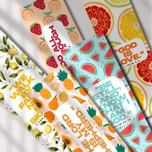 Christian Fruit of the Spirit Bookmarks | Scripture Bookmark Set | Bible Verse Bookmarks with Fruit Theme | Faith Gifts for Christians