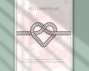 Ecclesiastes 4:12 Wall Art | Christian Marriage Bible Verse Print | “A Cord of Three Strands” Scripture | Printable Modern Christian Artwork