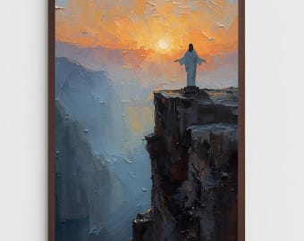Art mural Jésus au bord de la montagne | Verset biblique imprimable | Art chrétien moderne | Art catholique, Art numérique SDJ, Tableau Jésus à télécharger