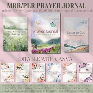 Master Resell Rights  Prayer Journal Canva Template | Bible Study Journal, SOAP Bible Study, Verse Mapping, Devotional Journal for Women