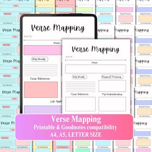 Verse Kartierung Bibel Studien Journal | Bibelstudienplaner & -führer | Bibel-Vers-Zuordnungsvorlagen | Druckbar und Goodnotes-Kompatibilität