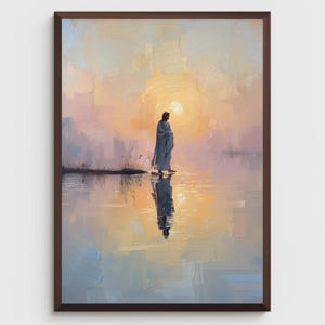 Jesus Walks on Water Wall Art | LDS Art | Jesus Miracle Painting | Walking on Water Art | Christian Digital Painting | Psalms Jesus Art