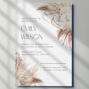 Editable Baptism Invitation: Canva Christening Template (Digital Download)