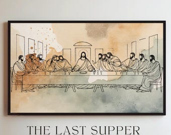 The Last Supper Watercolor Print: Minimalist Catholic Wall Art (Digital Download)