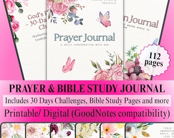 Printable Bible Study Journal – Prayer, SOAP, Verse Mapping (Digital Download)