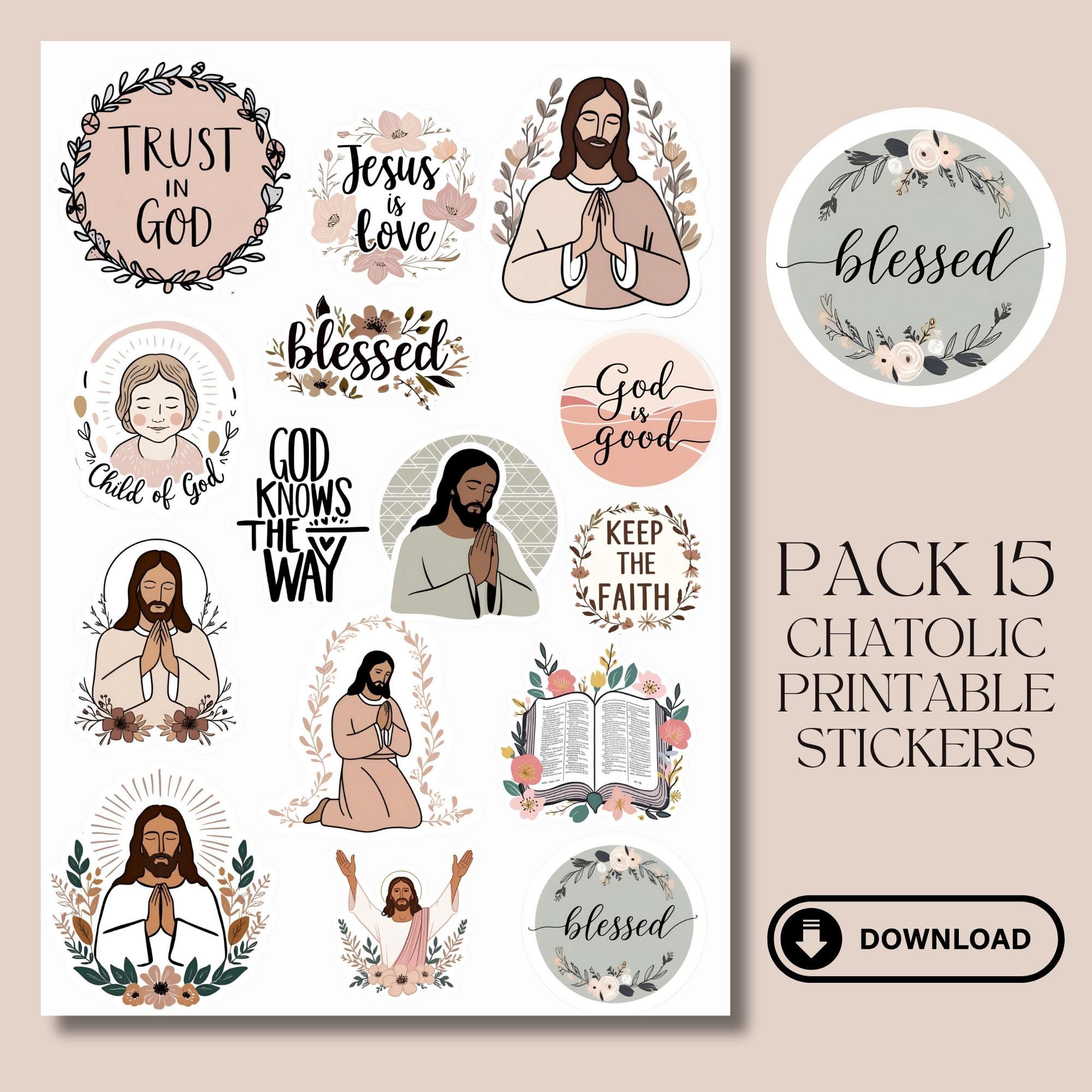 Cathloc Sticker 15 Catholic Stickers – Jesus Stickers, Scripture Stickers Designs ...