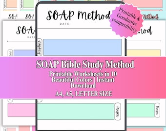 SOAP Bible Study Method Worksheets – Scripture, Observation, Application, Prayer (Digital Download)