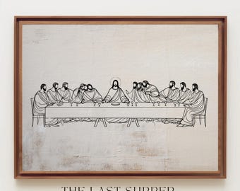 Das letzte Abendmahl Poster: Minimalistische christliche Wandkunst (Digitaler Download)