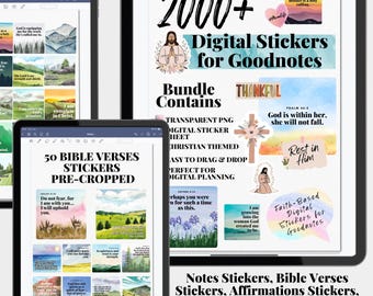 2000+ Faith Digital Stickers Bundle for Goodnotes: Bible Verse, Prayer, Scripture (Pre-Cropped PNG)