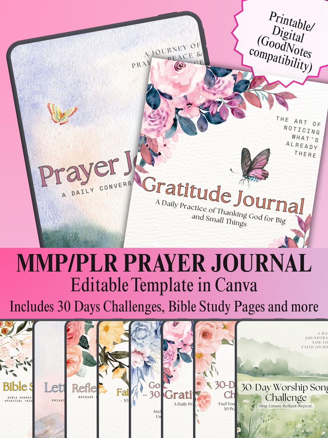 Christian Prayer Journal PLR Canva Template – Editable Bible Study ...