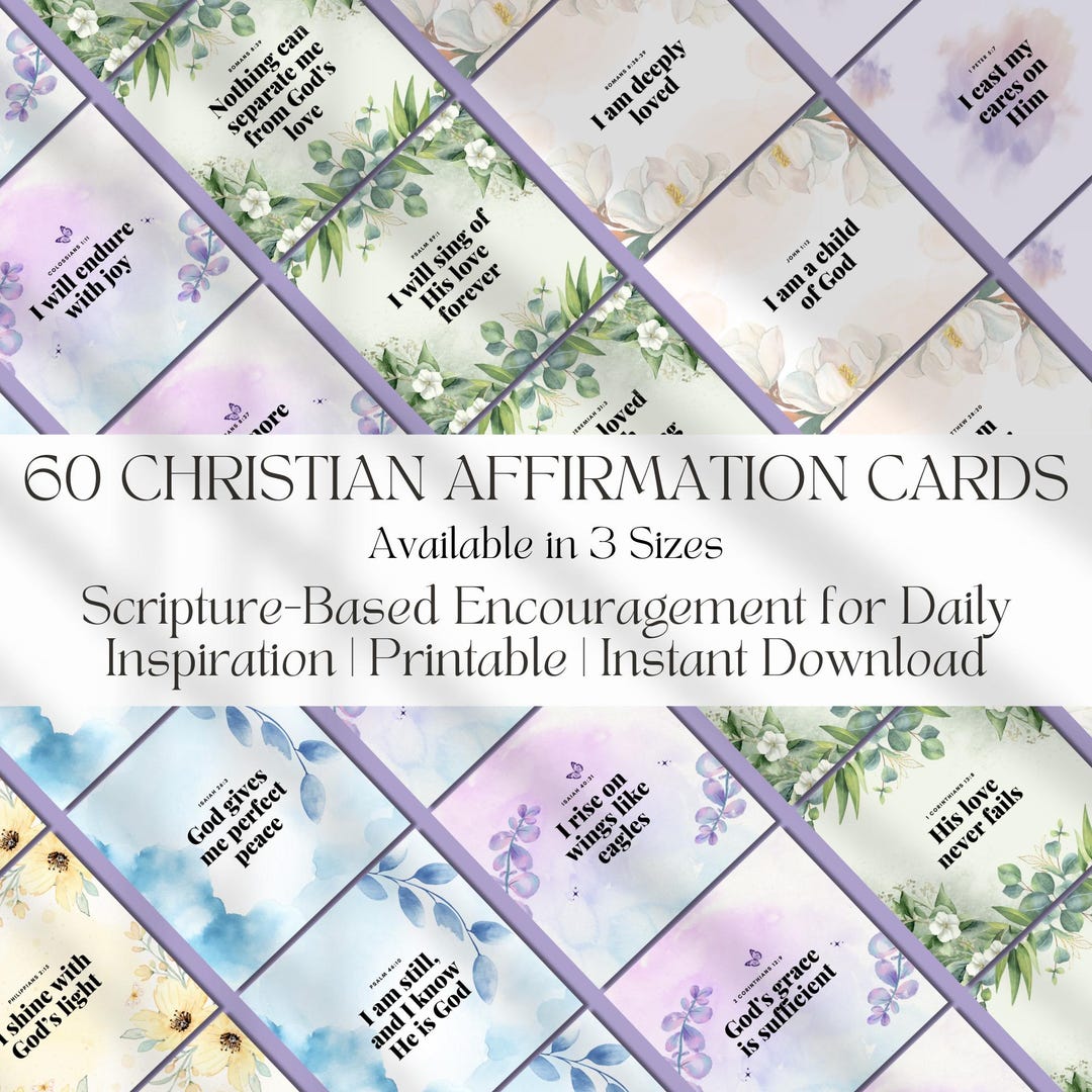 60 Christian Affirmation Cards | Scripture Cards Printable | Bible ...