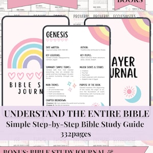 Gesamtes Bibelstudienpaket zum ausdrucken, christliches Bibelstudien-Journal, Gebetstagebuch, Bibel-Zeitleiste, Bücher des Bibelführers, Glaubensplaner