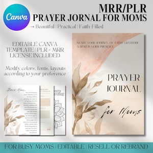 Prayer Journal for Moms: Catholic Devotional, Bible Study (Canva Template, MRR/PLR)