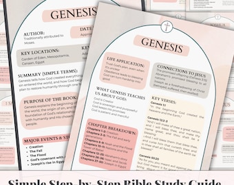 Gesamte Bibel aus einfachem Studienführer | Bibelbuchzusammenfassungen + Kapitelaufschlüsselung | Druckbare Bibel Übersicht & Reflexionsseiten