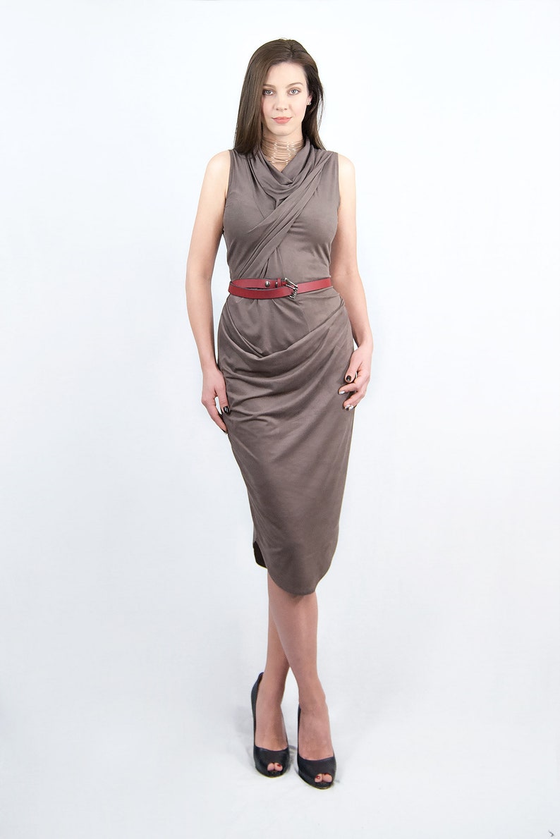 Dress Brown Dressasymmetric Dress Fit&flare Light Dress - Etsy