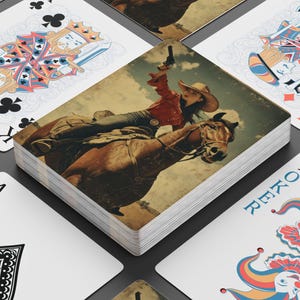 Cowgirl Rider Vintage Western Poker Playing Cards | Ace Spade Deck