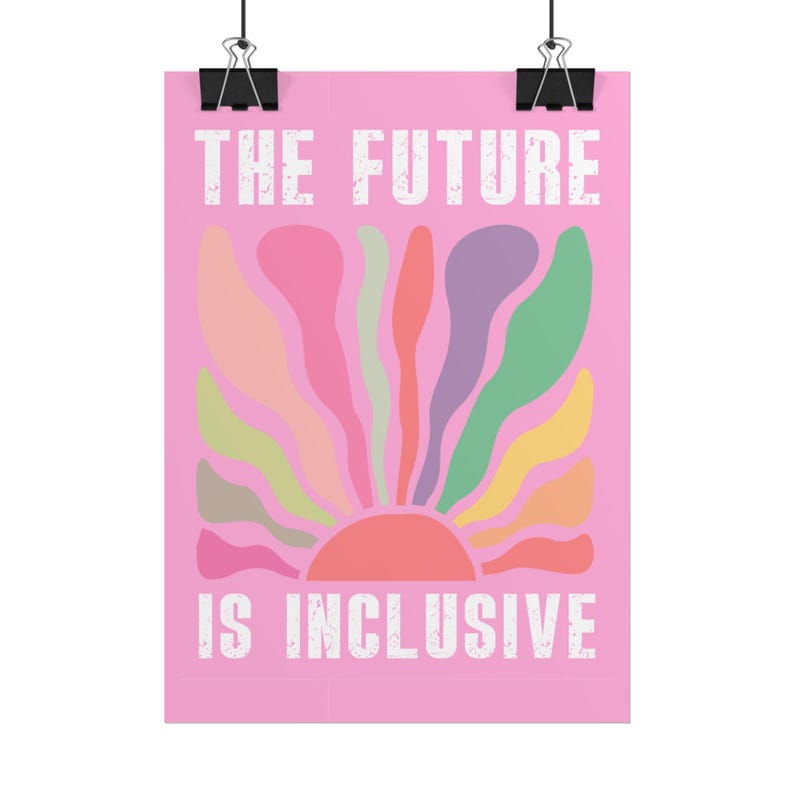 The Future is Inclusive Rolled Poster | Pride Retro Rainbow Sun ...
