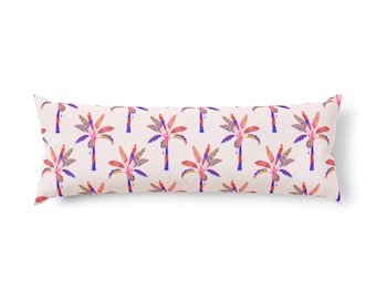 Watercolor Palm Tree Pattern Body Pillow | Tropical Leaf Print