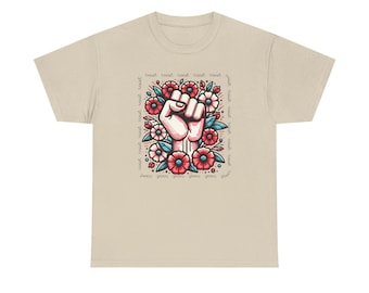 Floral Resist protest Raised Fist T-Shirt | Empowerment, Retro Tattoo Style
