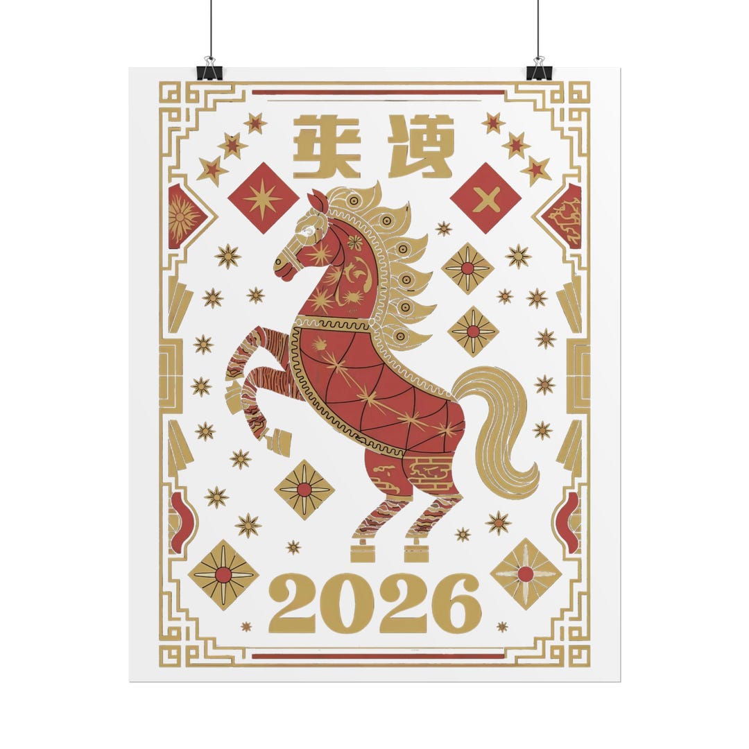 Year of the Horse 2026 Poster | Chinese New Year Zodiac Art Print - Etsy