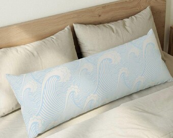Blue Wave Surf Art Body Pillow | Cali Coastal Boho Nautical