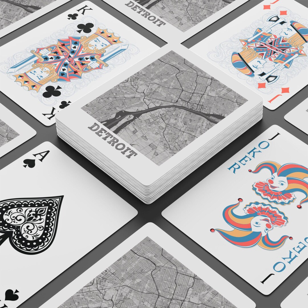 Detroit City Map Poker Playing Cards | Vintage Map Deck - Etsy