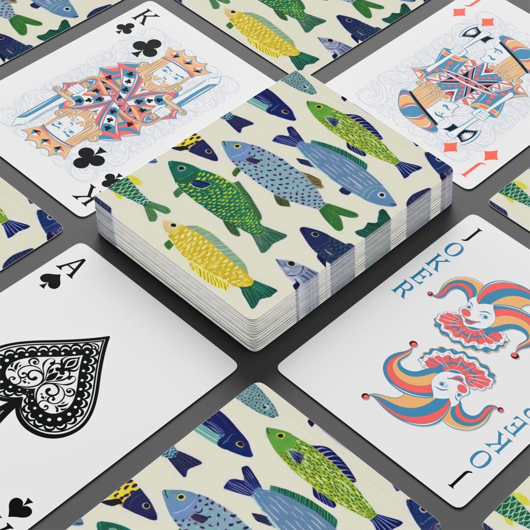Colorful Fish Pattern Playing Cards | Poker Deck, Nautical Card Game - Etsy