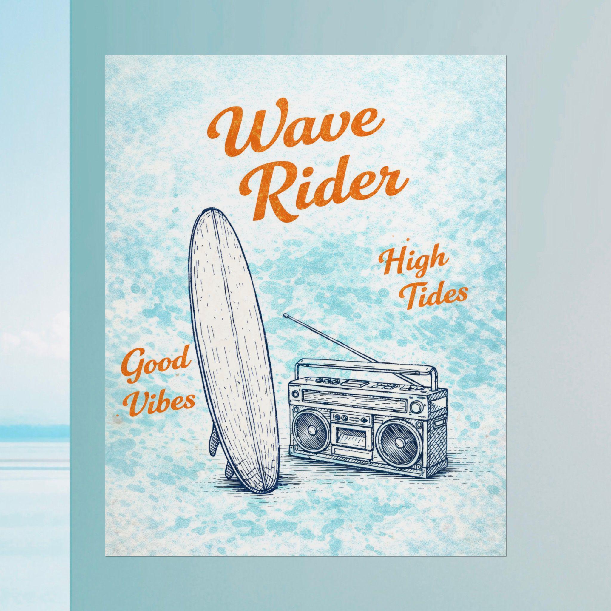 Wave Rider Surf Hand Drawn Summer Rolled Poster | Surf Art Print - Etsy