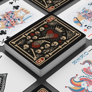 Skeleton Queen Heart poker playing cards | Gothic Skull Ace deck