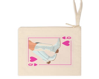Cowgirl Boots Playing Card Accessory Zipper Pouch | Heart Queen Design