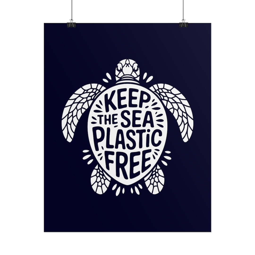 Keep the Sea Plastic Free Turtle Art Print, Ocean Conservation Poster ...