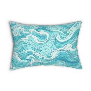 Ocean Cali Surf Blue Waves Lumbar Pillow