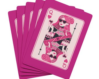 Baralho de cartas Rainha de Copas rosa | Baralho de pôquer, design de Ás de Espadas