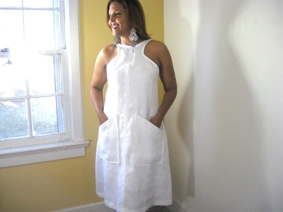 white linen sun dress