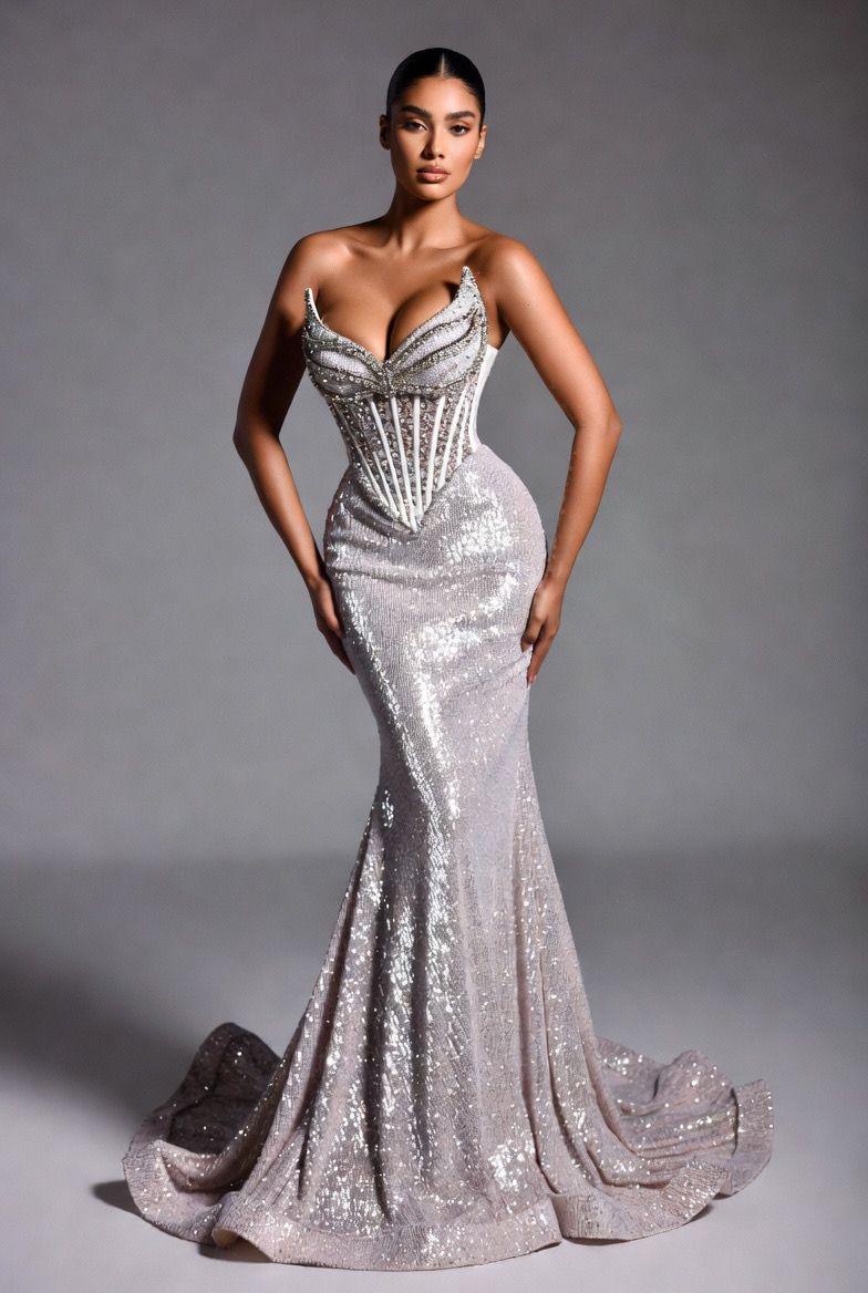 Strapless Silver Cocktail Dress - Etsy