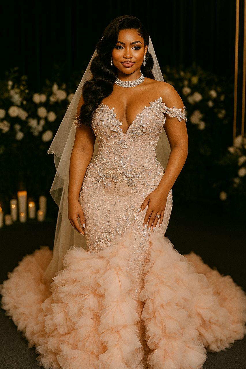 chinese dress ladies Mermaid Light Peach Wedding Gown Xs / Lace main image 0