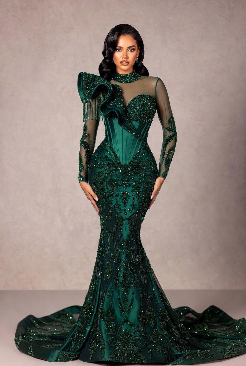 emerald green mermaid dress with sleeves Prom Update_2026/04