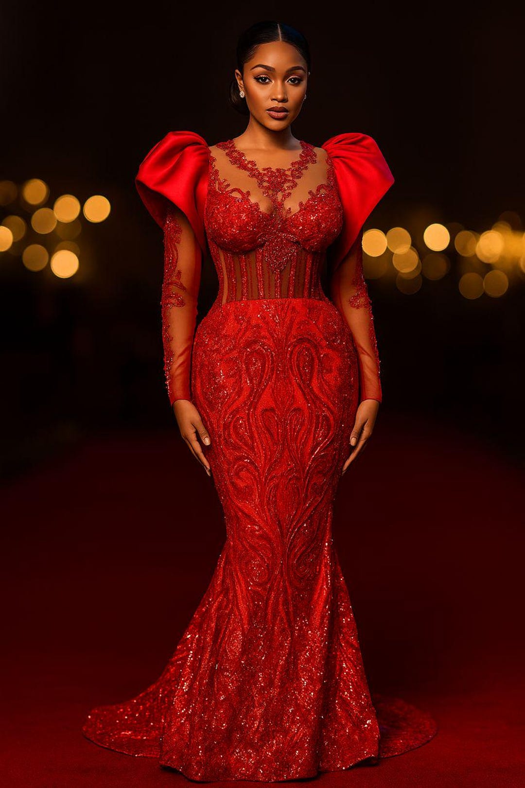 white christmas dresses Long Red Satin Mermaid Corset Prom Dress with Appliques Off the Shoulder –  misshow.com main image 0