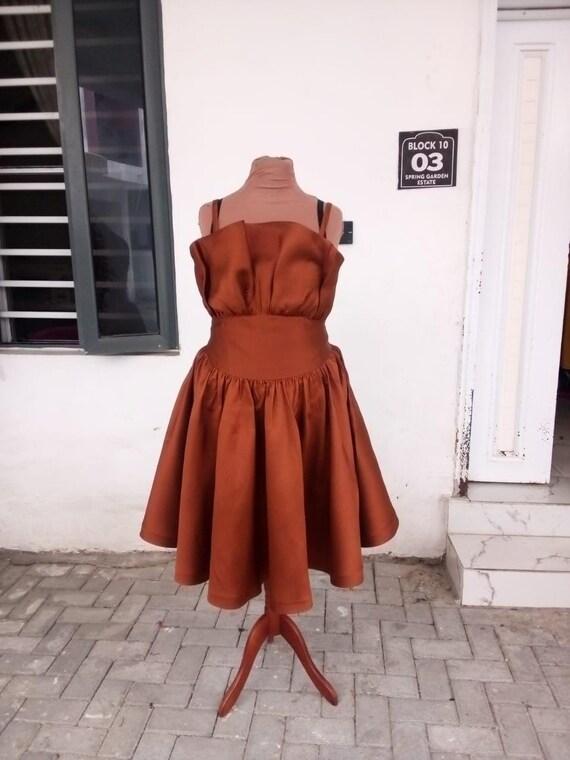 Rust Silk Cocktail Dress  Formal Wedding Guest & Evening Dress -  Bridesmaids Gown - Etsy