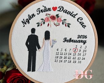 Custom Embroidered Portrait Hoop, Personalized Embroidery From Photo, Anniversary Keepsake, Family Portrait Embroidery, Wedding Gifts