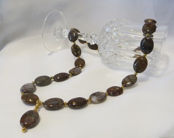 Pietersite Golden ~ macrium Gemstone Necklace ~ Hippie ~ Goa ~ Boho ~ Ethno ~ Nature ~ Healing Stone ~ Flash ~ Fire ~ river ~ Flash ~ rarity