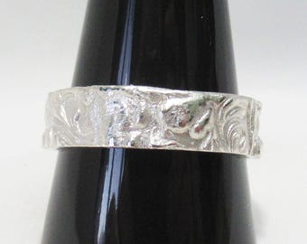 999 Pure Silver Wide Wedding Band, Size 13