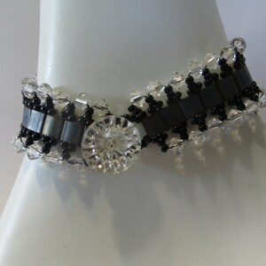 Bead Woven Gray Tila and Swarovski Crystal Bracelet, Bracelet For Her, Gift Idea