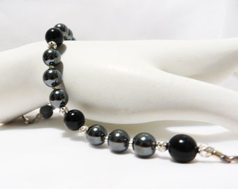 Hematite & Black Onyx Bracelet, Bracelet for Her, Gift for Her