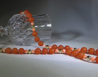 Matte Terracotta Agate & Peach Coral Beads Necklace