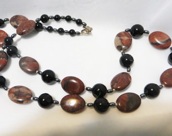 Brecciated Jasper & Black Onyx Necklace, Necklace for Her