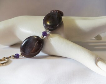 Purple Agate & Amethyst Bracelet, Semi-Precious Gemstone Bracelet, Gift Idea for Her