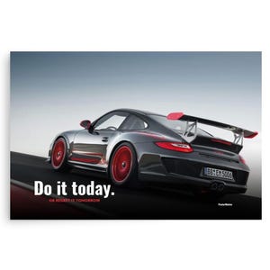 Póster inspirador del Porsche 911 GT3: arte mural motivacional de superdeportivos para oficinas, dormitorios, zonas de descanso y garajes.